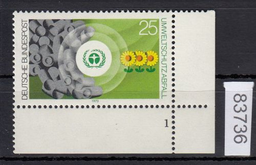 Bund 1973, Mich.-Nr.: 774 ** FN 1 Eckrand FN 1   Zähnung  X