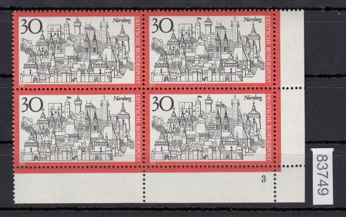 Bund 1971, Mich.-Nr.: 678 ** FN 3 Eckrand 4er.-Block FN 3   Zähnung  X
