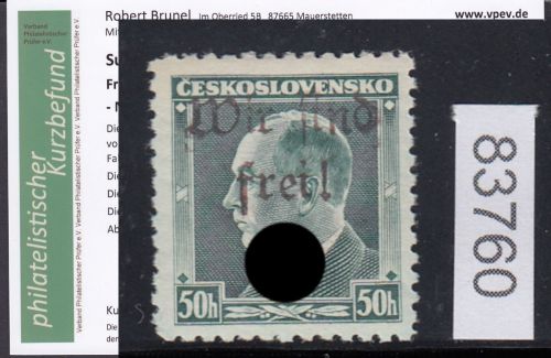 Sudetenland Maffersdorf, Mi.-Nr.   34  *  geprüft   Befund