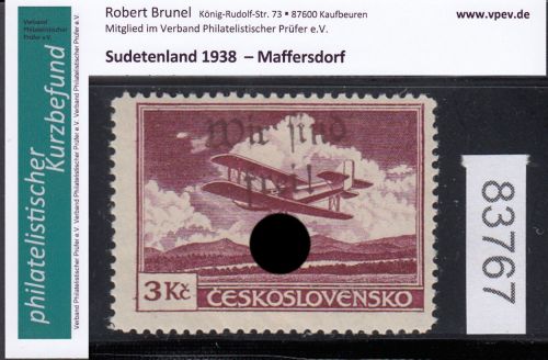 Sudetenland Maffersdorf, Mi.-Nr.   39  *  geprüft   Befund