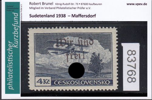 Sudetenland Maffersdorf, Mi.-Nr.   40 a  *  geprüft   Befund