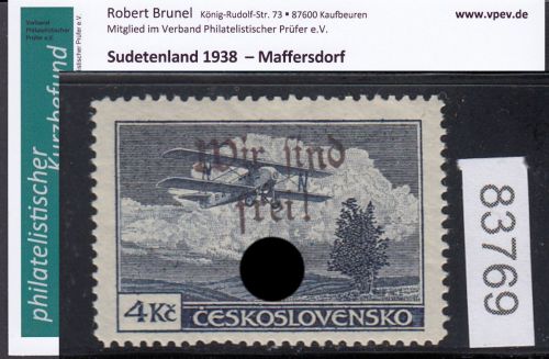 Sudetenland Maffersdorf, Mi.-Nr.   40 a  *  geprüft   Befund