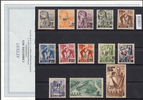 Saarland 1947 Mi. Nr. 226-38 I ** ( + Plattenfehler)  Urdruck geprüft  Attest