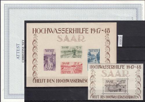 Saarland 1948 Mi. Nr. Block 1+2 **  geprüft  Attest