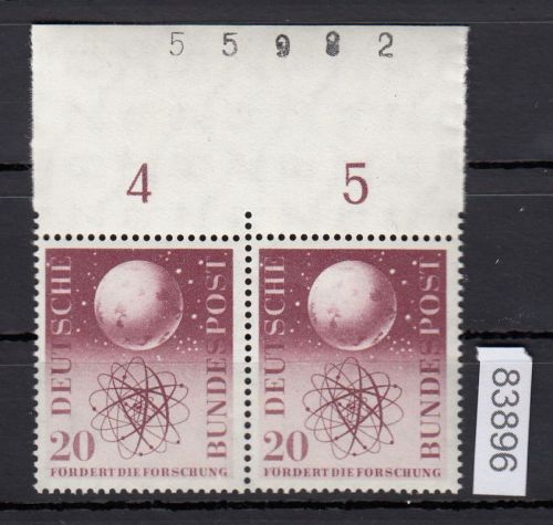 Bund 1955, Mich.-Nr.: 214 ** Oberrand mit Bogennummer