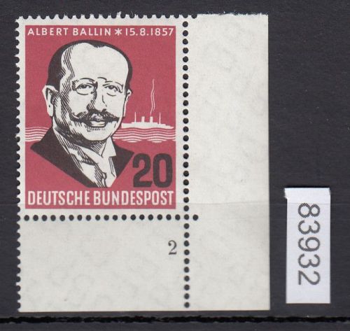 Bund 1957, Mich.-Nr.: 266 v ** FN 2 Eckrand   Formnummer