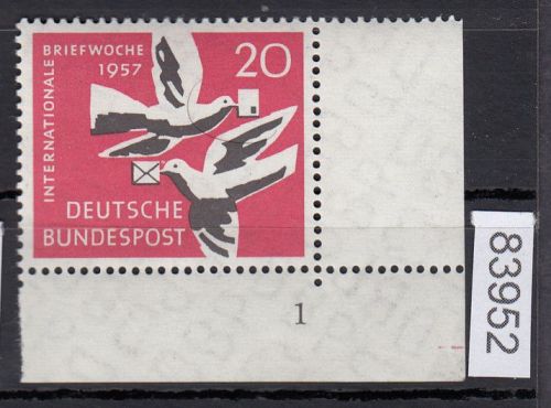 Bund 1957, Mich.-Nr.: 276 ** FN 1 Eckrand   Formnummer