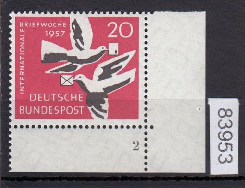 Bund 1957, Mich.-Nr.: 276 ** FN 2 Eckrand   Formnummer