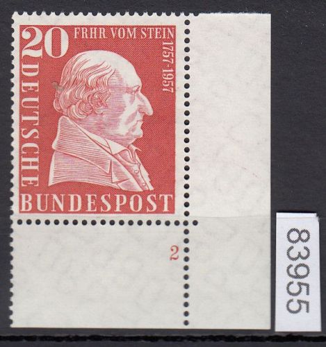 Bund 1957, Mich.-Nr.: 277 ** FN 2 Eckrand    Formnummer