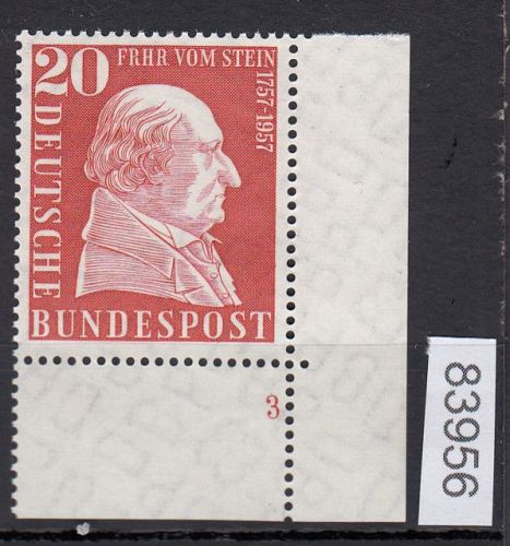 Bund 1957, Mich.-Nr.: 277 ** FN 3 Eckrand    Formnummer