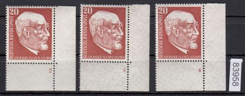 Bund 1957, Mich.-Nr.: 278 ** FN 2+3+4 Eckrand    Formnummer
