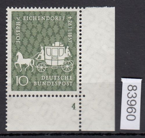 Bund 1957, Mich.-Nr.: 280 ** FN 4 Eckrand   Formnummer
