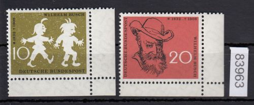 Bund 1957, Mich.-Nr.: 281+82 ** FN 3 Eckrand