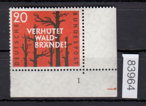 Bund 1958, Mich.-Nr.: 283 ** FN 1 Eckrand   Zähnung B