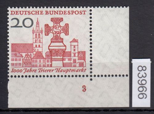 Bund 1958, Mich.-Nr.: 290 ** FN 3 Eckrand   Formnummer