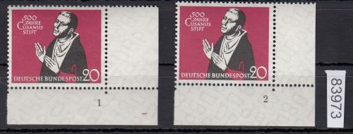 Bund 1958, Mich.-Nr.: 301 ** FN 1+2 Eckrand    Formnummer