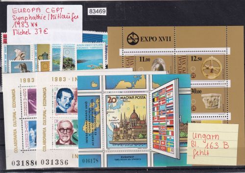 CEPT Mitläufer 1983, Mich.-Nr.: ** komplett Ungarn Bl. 163 B fehlt