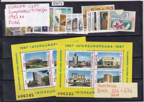 CEPT Mitläufer 1987, Mich.-Nr.: ** komplett Rumänien Block 235+236 fehlt