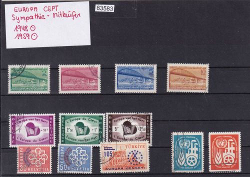 CEPT Mitläufer 1948+1949, Mich.-Nr.: komplett gestempelt