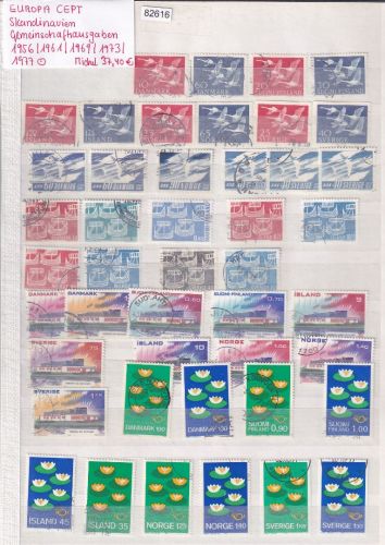CEPT Skandinavien Gemeins.-ausgaben 1956, 61, 69,73 +1977 gestempelt komplett