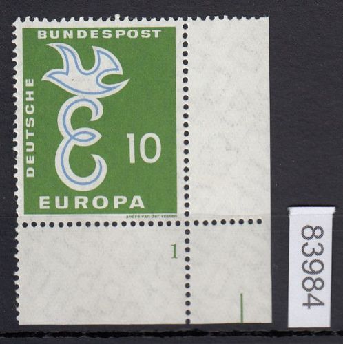 Bund 1958, Mich.-Nr.: 295 ** FN 1 Eckrand   Zähnung A  (Ala)