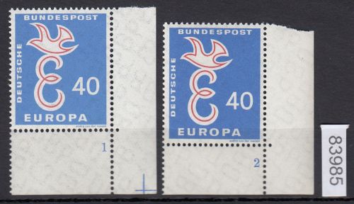 Bund 1958, Mich.-Nr.: 296 ** FN 1+2 Eckrand    Formnummer