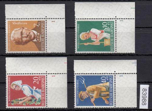 Bund 1958, Mich.-Nr.: 297-300 ** FN 1 Eckrand    Formnummer