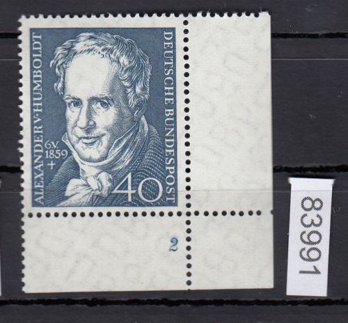 Bund 1959, Mich.-Nr.: 309 v ** FN 2 Eckrand   Formnummer  geriffelte Gummirung