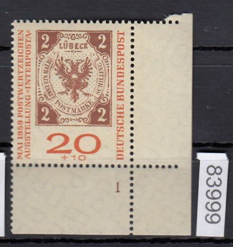 Bund 1959, Mich.-Nr.: 311 b ** FN 1 Eckrand