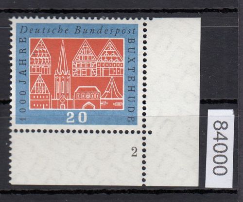 Bund 1959, Mich.-Nr.: 312 w ** FN 1 Eckrand   glatter Gummi