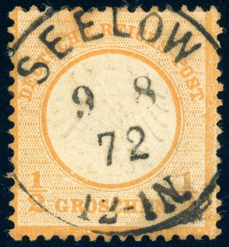 Deutsches Reich 14 Gestempelt 1/2 Gr. orange kl. Schild mit idealem K1 SEELOW...