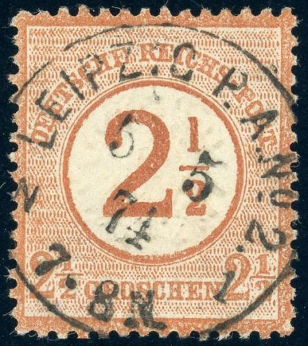Deutsches Reich 29 Gestempelt 2 1/2 a. 2 1/2 Gr. mit idealem K1 LEIPZIG P.A. ...