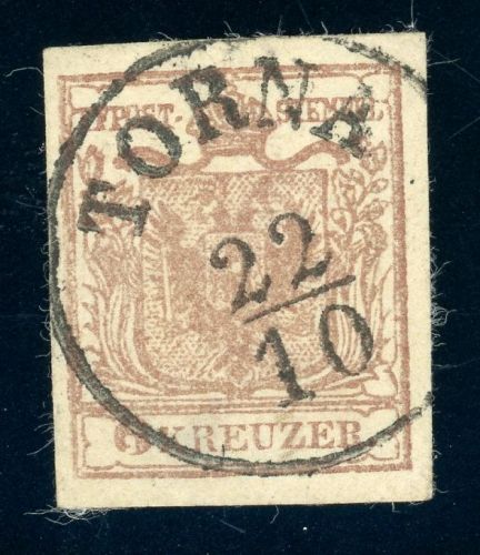 4X Gestempelt TORNA 22/10, K1 zentr. a. vollrd. 6 Kr.