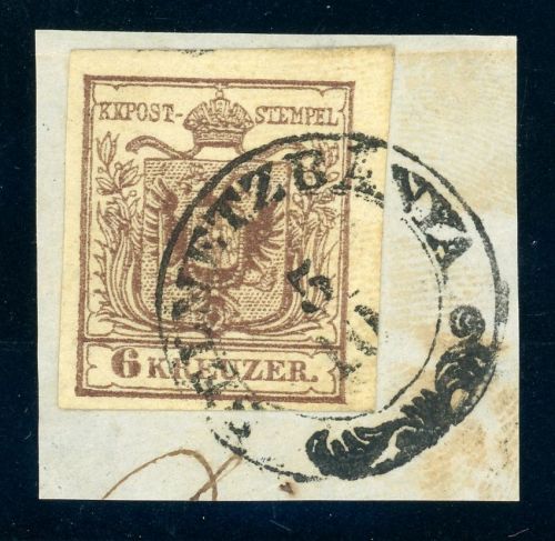 4Y Briefstück SELMETZBANYA 5 10, Zier K2 a. Kab-Bfst. 6 Kr.