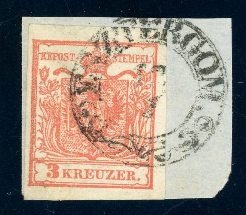 3X Briefstück ESZTERGOM, Zier-K2 a. Kab-Bfst. 3 Kr.