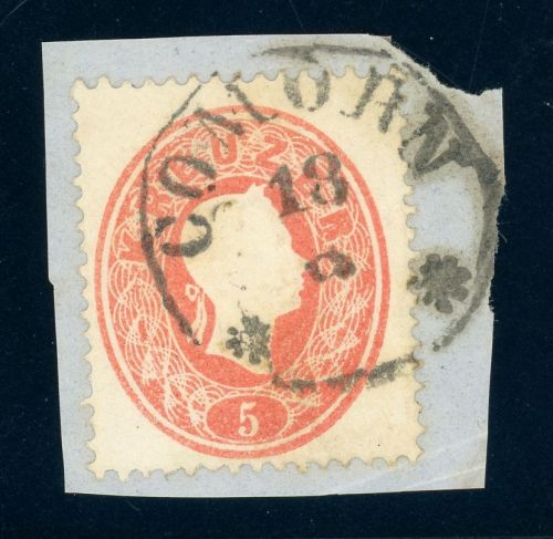 20 Briefstück COMORN 18/9, Zier-K1 a. Kab-Bfst. 5 Kr.