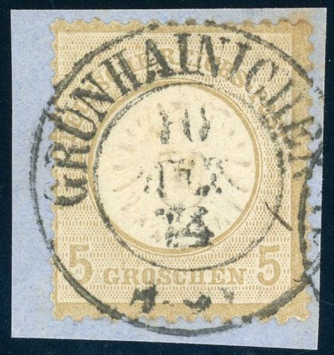 Deutsches Reich 22 Briefstück 5 Gr. hellbraun auf Luxusbfst. mit idealem Sac...