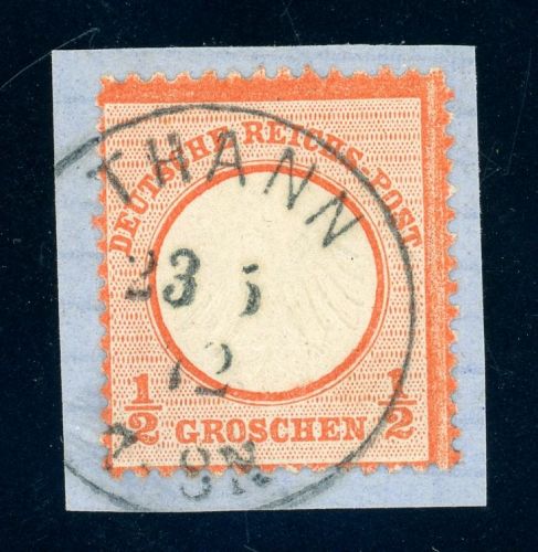 Deutsches Reich Briefstück 1/2 Gr. ziegelrot a. Kab-Bfst. mit K1 THANN 23 5 72