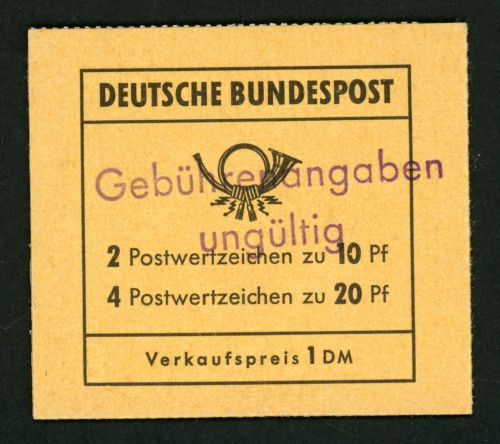 Bund Markenheftchen MH13b Postfrisch Brand. Tor MH Type b mit viol. L2 "Geb