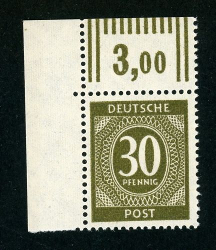Alliierte Besetzung - Kontrollrat 928aW Postfrisch 30 Pfg. re. obere Ecke Walze