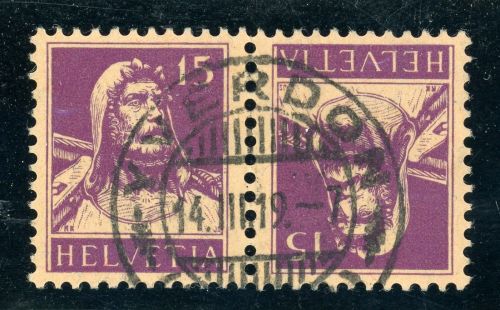 Schweiz Zusammendrucke K12 Gestempelt 15 C. Kehrdruck