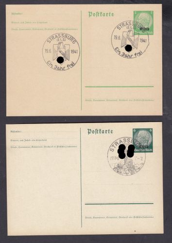 Elsass, Mi.-Nr. P 1+2 gestempelt    Ganzsache