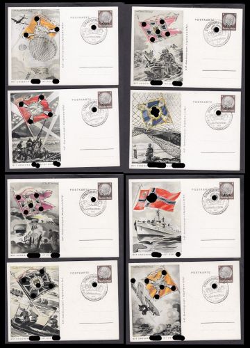 Elsass, Mi.-Nr. P 5   gestempelt    Ganzsache   Komplette Serien mit 8  Karten