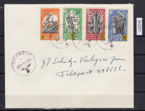 Belgien Flämische Legion, Mi.-Nr. I-IV gestempelt  auf Satzbrief