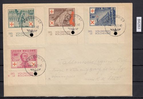 Belgien Wolonische Legion  Mi.-Nr. I-IV gestempelt aus Satzbrief