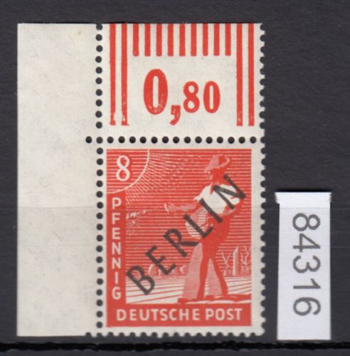 Berlin 1948, Mich.-Nr.:  3 ** Eckrand  geprüft