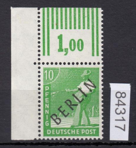Berlin 1948, Mich.-Nr.:  4 ** Eckrand  geprüft