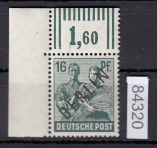 Berlin 1948, Mich.-Nr.:  7 ** Eckrand  geprüft