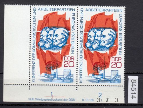 DDR 1976, Mich.-Nr.: 2146 ** DV FNr. I   Eckrand  Druckvermerk