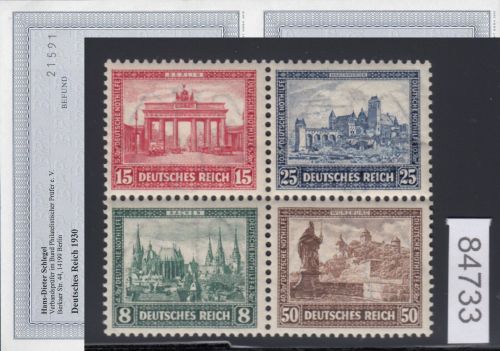 DR 1930, Mich.-Nr.: 446-449 Einzelmarken Block 1 **  geprüft Befund